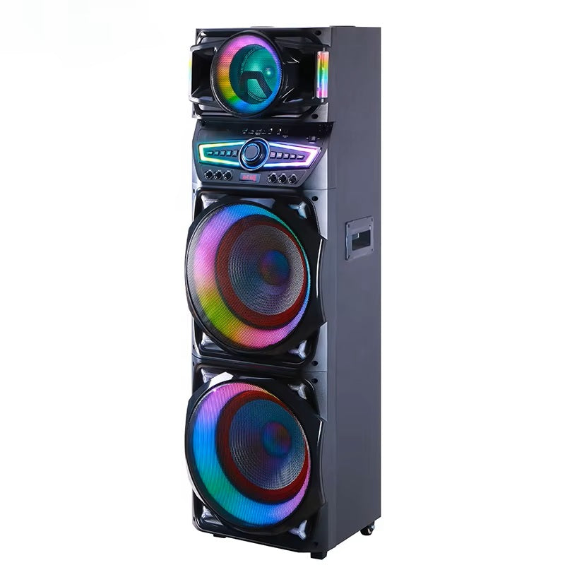 Portable Speaker Karaoke Double 15 inch audio usb active speaker led partybox with microphone HS-TD15A9