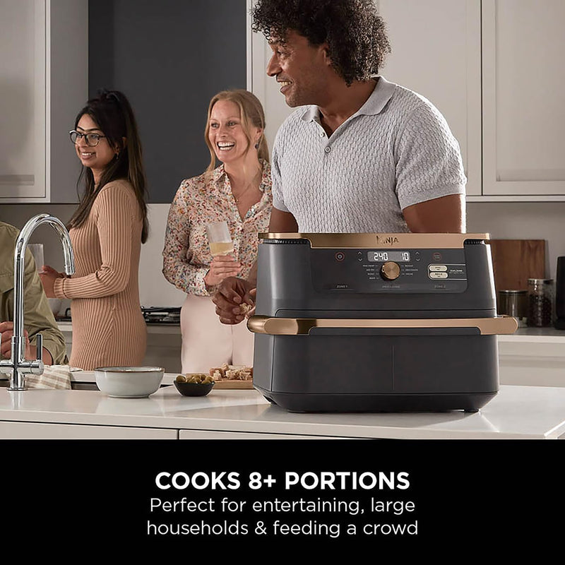 Ninja Foodi FlexDrawer Air Fryer, Dual Zone, 10.4L , 7-in-1,  Black and Copper, AF500UKCP