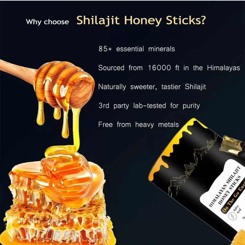 Himalayan Shilajit Honey Sticks Fulvic Acid Mineral Energy Boost 30 Sticks