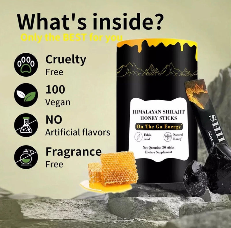 Himalayan Shilajit Honey Sticks Fulvic Acid Mineral Energy Boost 30 Sticks