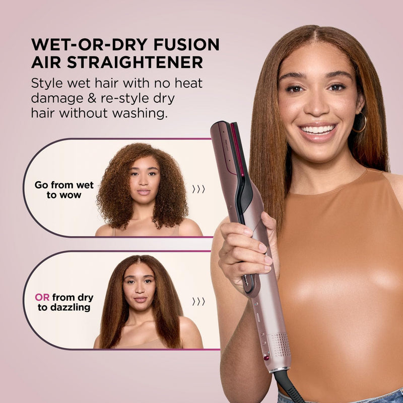 Shark FlexFusion Multi-Styler and Hair Straightener, Hot Air Styler and Blow Dryer with Ceramic Plates, Wet-to-Dry Styling, No Heat Damage, Scalp Shield, Styling Attachments with Case – Cosmic Blush