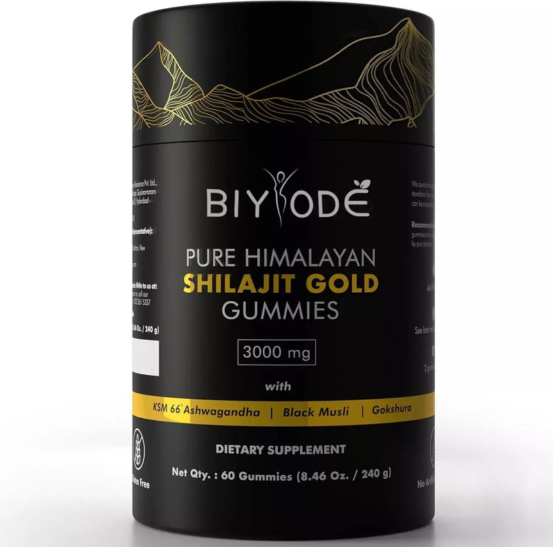 Shilajit Gummies Himalayn Gold Grade Fulvic Acid Ashwaghanda 60 Per Pack