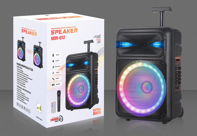 12'' Bluetooth Karoke Trolley Speaker 1500W - NDR-Q12