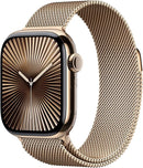 Apple Watch Series 10 GPS + Cellular 42 mm Smartwatch with Gold Titanium Case with Gold Milanese Loop - One Size (Fits Most). Fitness Tracker, ECG App, Always-On Retina Display, Carbon Neutral