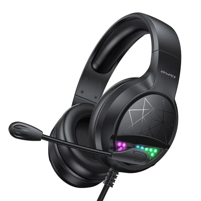 Awei GM-3 USB + 3.5mm Ambient Light Gaming Wired Headset with Microphone(Black)