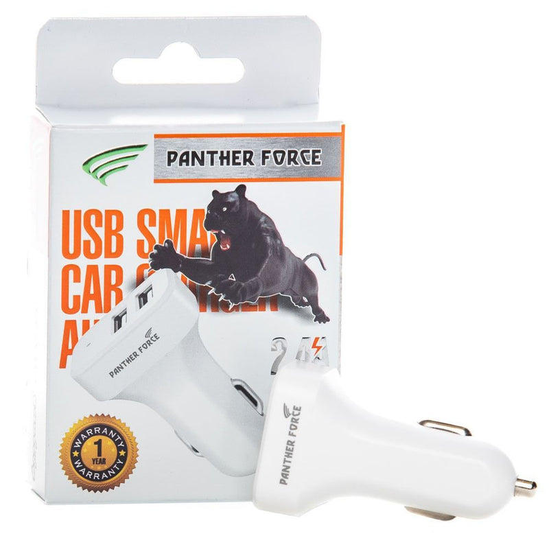 Panther Force 2.4A White Dual USB Car Charger