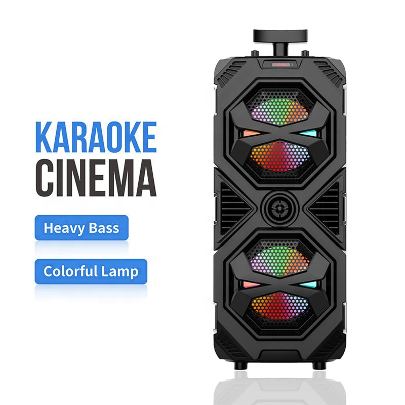 ZQS8212 Rechargeable Wireless Custom Logo Led Trolley Dual Stereo Wireless Speaker For Ktv Karaoke