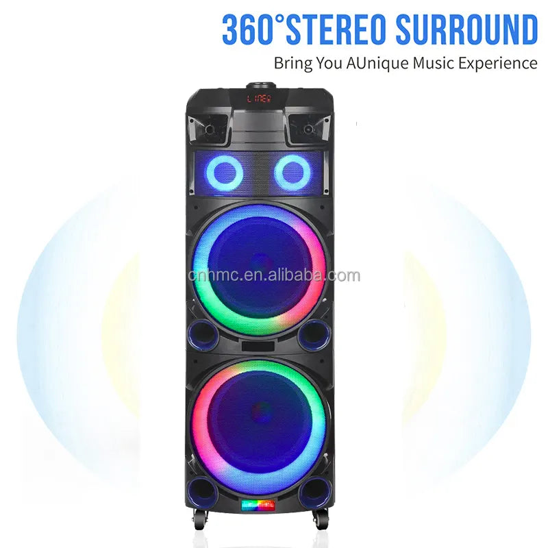 NDR-7022 Audio Trolley Karaoke Laser Disco Big Subwoofer Mega Dual Speaker 2x12''