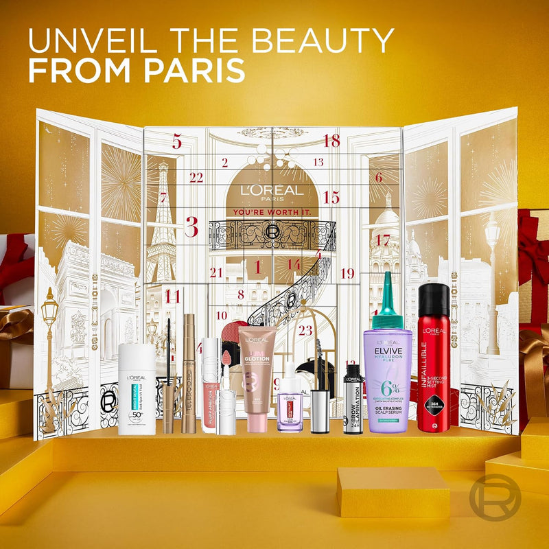 L'Oréal Paris Holidays 2025 24 Day Festive Beauty Advent Calendar Gift Set