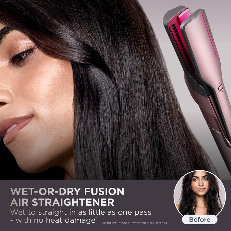 Shark FlexFusion Multi-Styler and Hair Straightener, Hot Air Styler and Blow Dryer with Ceramic Plates, Wet-to-Dry Styling, No Heat Damage, Scalp Shield, Styling Attachments with Case – Cosmic Blush
