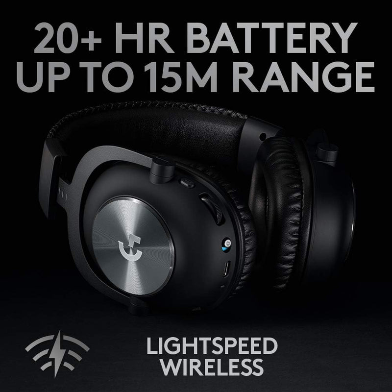 Logitech G PRO X Wireless LIGHTSPEED Gaming Headset with Blue VO!CE Mic Filter Tech, 50mm PRO-G Drivers, and DTS Headphone:X 2.0 Surround Sound, 20+ Hour Battery, PC, PS5, PS4, Switch - Black