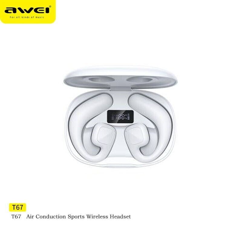 AWEI T67 AIR-CONDUCTED SPORTS HEADSETS EARPHONES WIRELESS BLUETOOTH WITH MIC BLACK