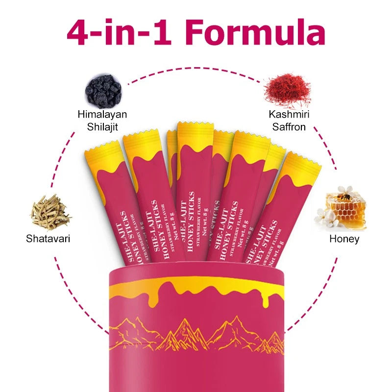 SHE-Lajit Strawberry Flavor Honey Sticks for Women 30x 8g