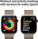 Apple Watch Series 10 GPS + Cellular 42 mm Smartwatch with Gold Titanium Case with Gold Milanese Loop - One Size (Fits Most). Fitness Tracker, ECG App, Always-On Retina Display, Carbon Neutral