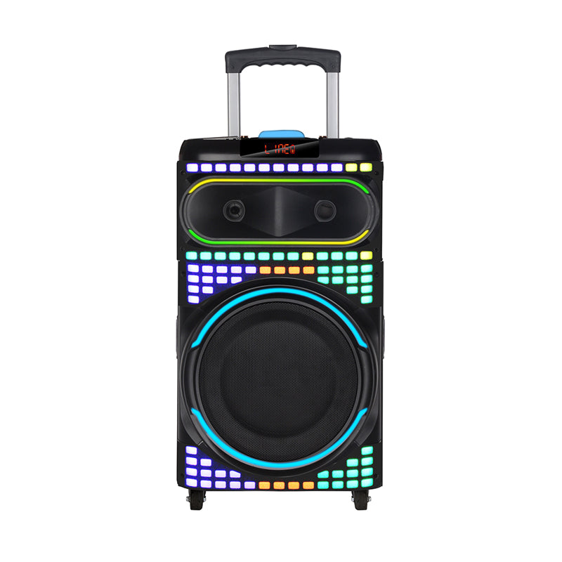 NDR-1260 Trolley Karaoke Bluetooth Speaker with Wireless Microphone, 12-Inch Colorful Lights Loudspeaker