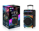 NDR-1260 Trolley Karaoke Bluetooth Speaker with Wireless Microphone, 12-Inch Colorful Lights Loudspeaker