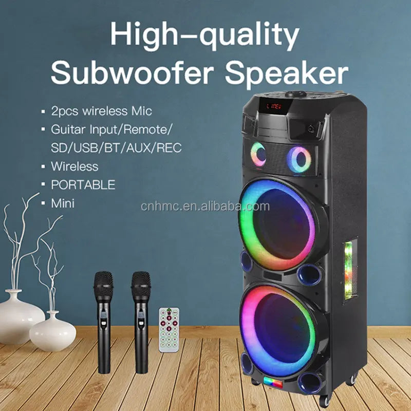 NDR-7022 Audio Trolley Karaoke Laser Disco Big Subwoofer Mega Dual Speaker 2x12''
