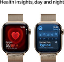 Apple Watch Series 10 GPS + Cellular 42 mm Smartwatch with Gold Titanium Case with Gold Milanese Loop - One Size (Fits Most). Fitness Tracker, ECG App, Always-On Retina Display, Carbon Neutral