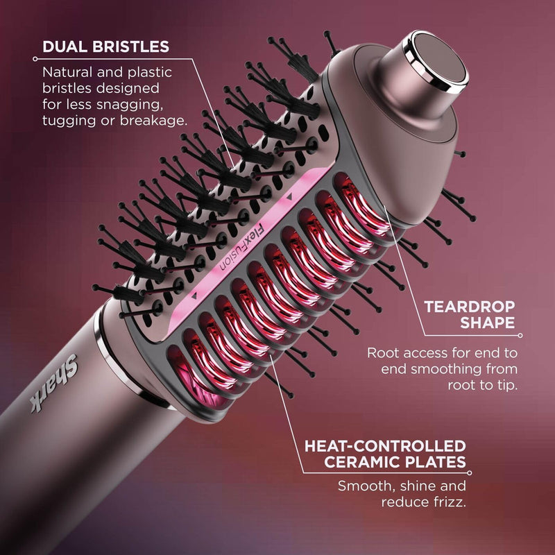 Shark FlexFusion Multi-Styler and Hair Straightener, Hot Air Styler and Blow Dryer with Ceramic Plates, Wet-to-Dry Styling, No Heat Damage, Scalp Shield, Styling Attachments with Case – Cosmic Blush