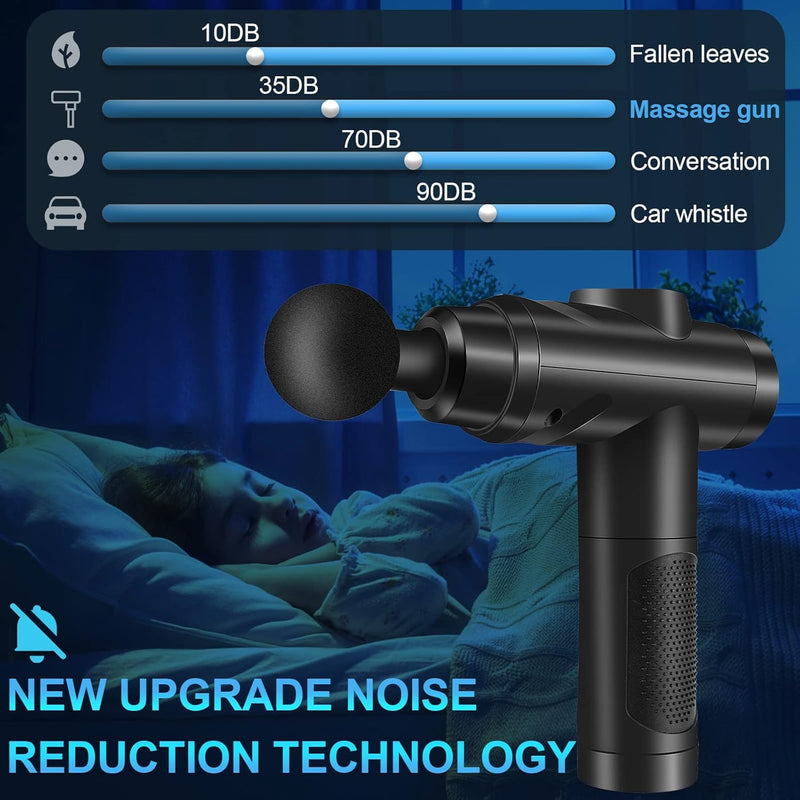 Massage Gun Deep Tissue, Muscle Percussion Massager with 30 Speeds Quiet Hand Massagers with LCD Touch Screen 10 Heads for Shoulder Body Back Relaxation (Black)