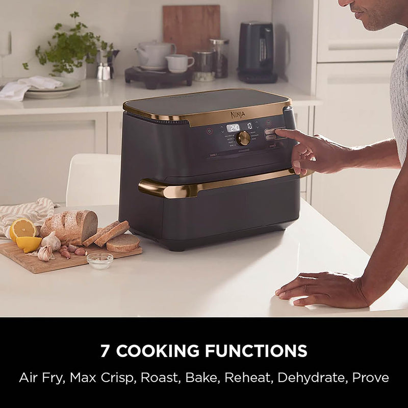 Ninja Foodi FlexDrawer Air Fryer, Dual Zone, 10.4L , 7-in-1,  Black and Copper, AF500UKCP