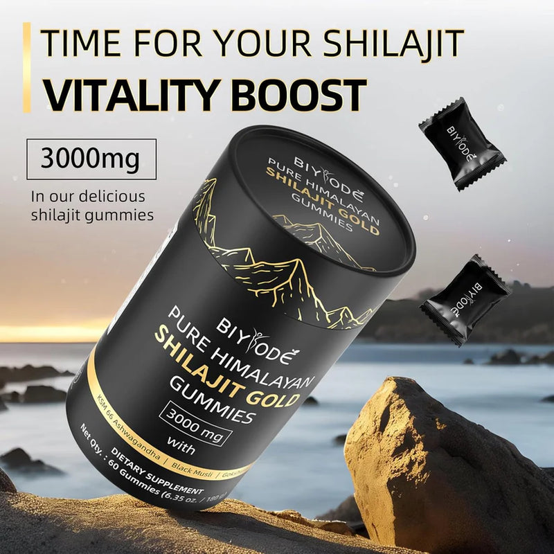 Shilajit Gummies Himalayn Gold Grade Fulvic Acid Ashwaghanda 60 Per Pack