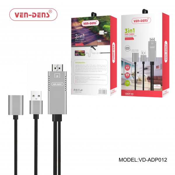 3 In 1 FHD Cable Phone to Full HD TV Cable