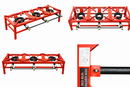 TRIPLE 3 Key Heavy Duty Double Cast Iron LPG Gas Ring Burner Catering Outdoor Red
