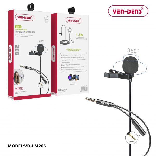 2 In 1 Lavalier Microphone to 3.5mm To 3.5mm Splitter