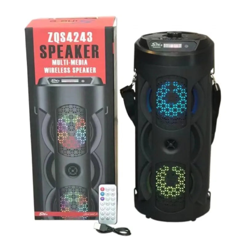 ZQS-4243 Wireless Bluetooth Speaker with Light Wireless Rechargeable Speaker Dual 4 inch TWS Karaoke outdoor Factory